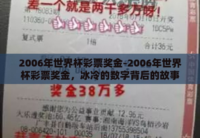 2006年世界杯彩票奖金-2006年世界杯彩票奖金，冰冷的数字背后的故事