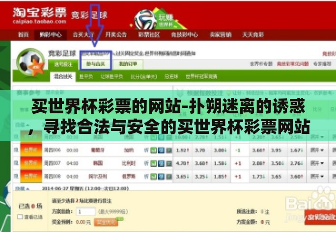 买世界杯彩票的网站-扑朔迷离的诱惑，寻找合法与安全的买世界杯彩票网站