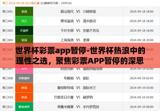 世界杯彩票app暂停-世界杯热浪中的理性之选，聚焦彩票APP暂停的深思