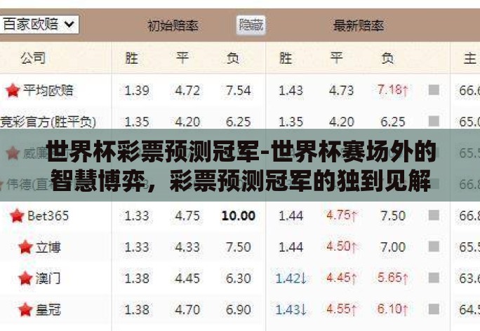 世界杯彩票预测冠军-世界杯赛场外的智慧博弈，彩票预测冠军的独到见解