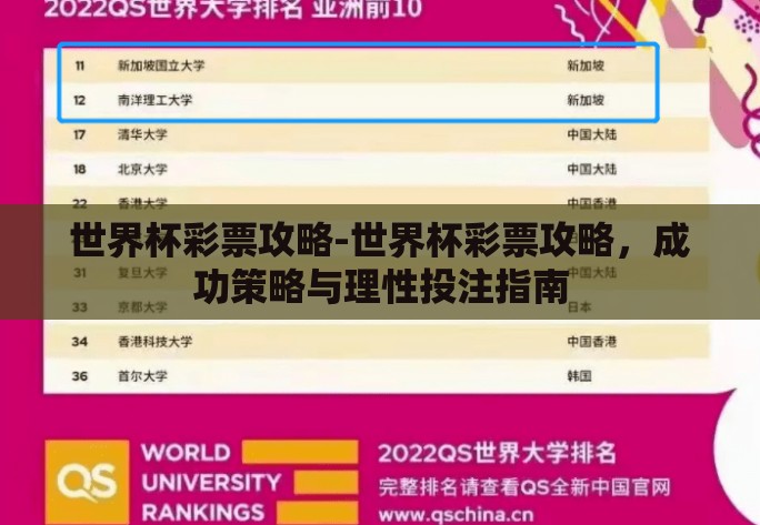 世界杯彩票攻略-世界杯彩票攻略，成功策略与理性投注指南