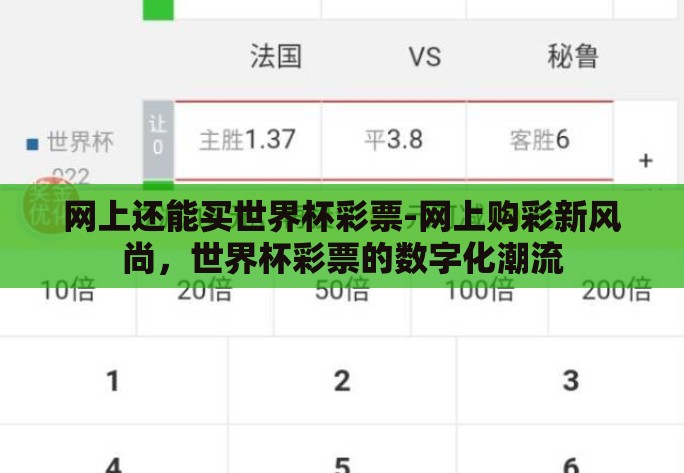 网上还能买世界杯彩票-网上购彩新风尚，世界杯彩票的数字化潮流