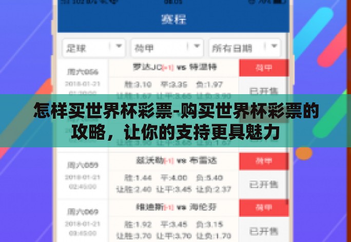 怎样买世界杯彩票-购买世界杯彩票的攻略，让你的支持更具魅力