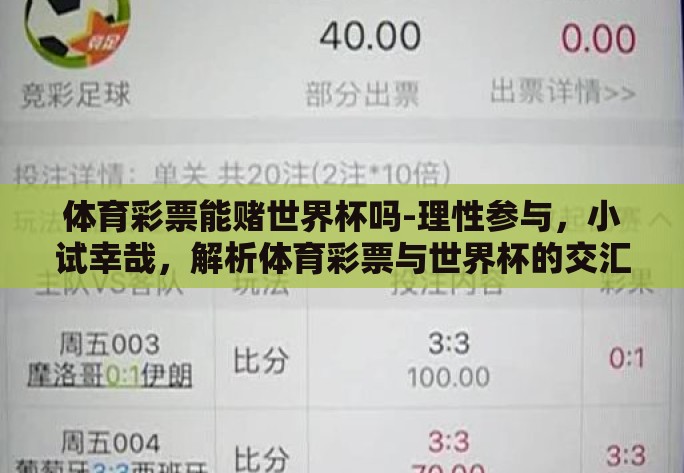 体育彩票能赌世界杯吗-理性参与,小试幸哉,解析体育彩票与世界杯的交汇 体育彩票能赌世界杯吗-理性参与,小试幸哉,解析体育彩票与世界杯的交汇
