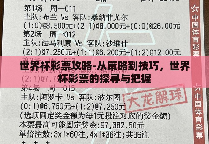 世界杯彩票攻略-从策略到技巧，世界杯彩票的探寻与把握