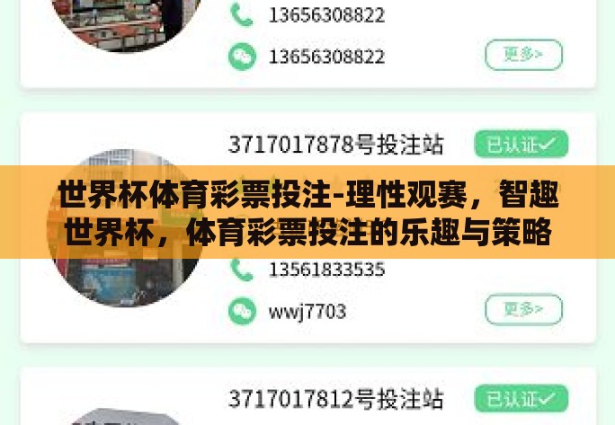 世界杯体育彩票投注-理性观赛，智趣世界杯，体育彩票投注的乐趣与策略