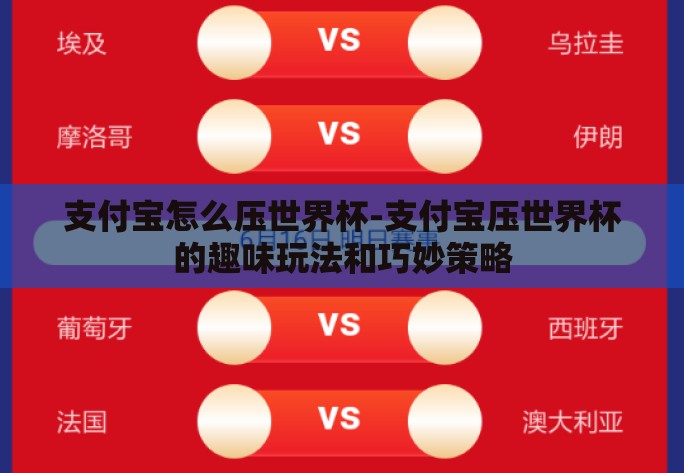 支付宝怎么压世界杯-支付宝压世界杯的趣味玩法和巧妙策略