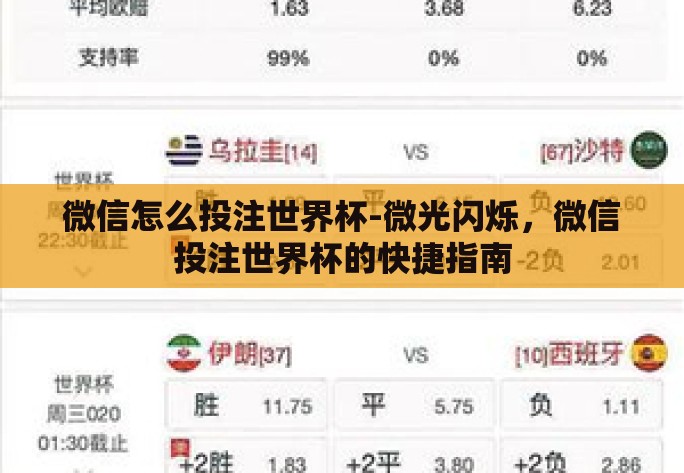 微信怎么投注世界杯-微光闪烁，微信投注世界杯的快捷指南
