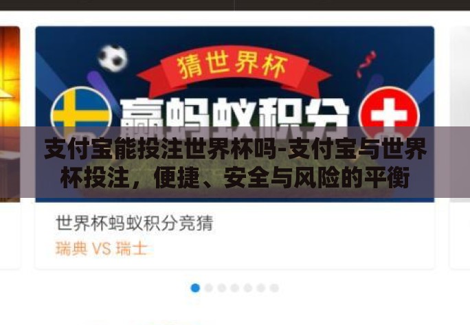 支付宝能投注世界杯吗-支付宝与世界杯投注，便捷、安全与风险的平衡