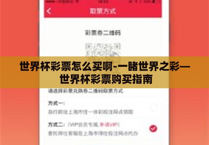 世界杯彩票怎么买啊-一睹世界之彩— 世界杯彩票购买指南