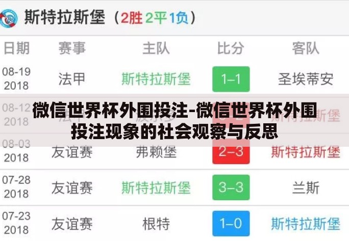 微信世界杯外围投注-微信世界杯外围投注现象的社会观察与反思
